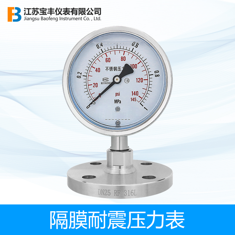 不锈钢耐震法兰隔膜压力表